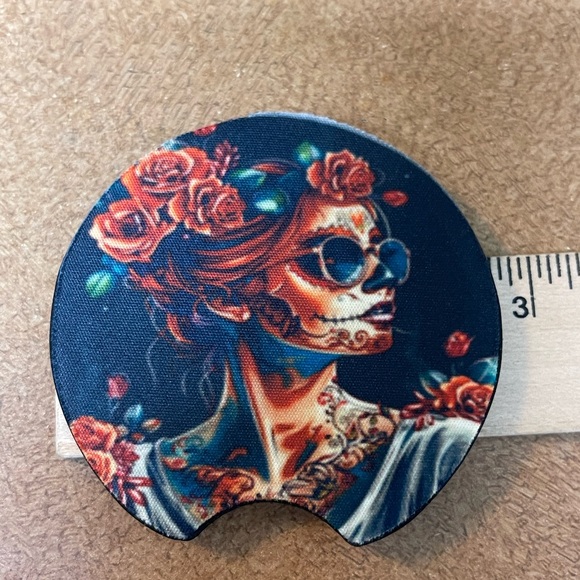 Gothic spooky girl car coasters New Set/2 - Picture 5 of 7